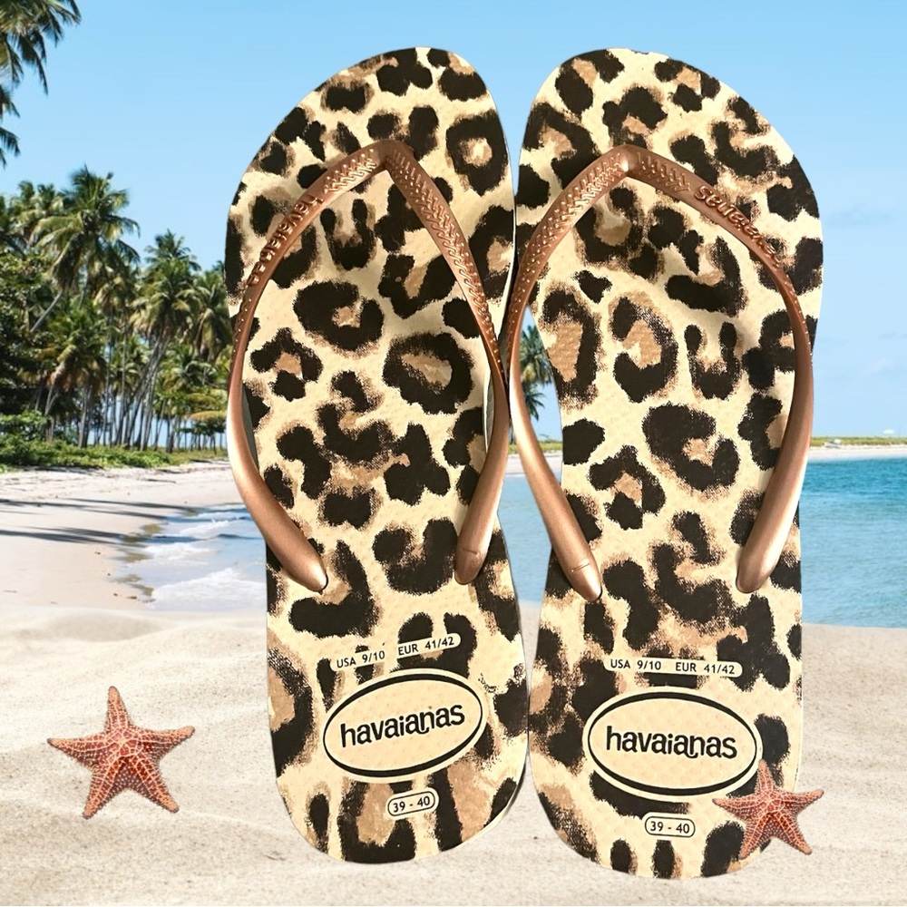Havaianas Leopard Size 9 flip flops sandals thong